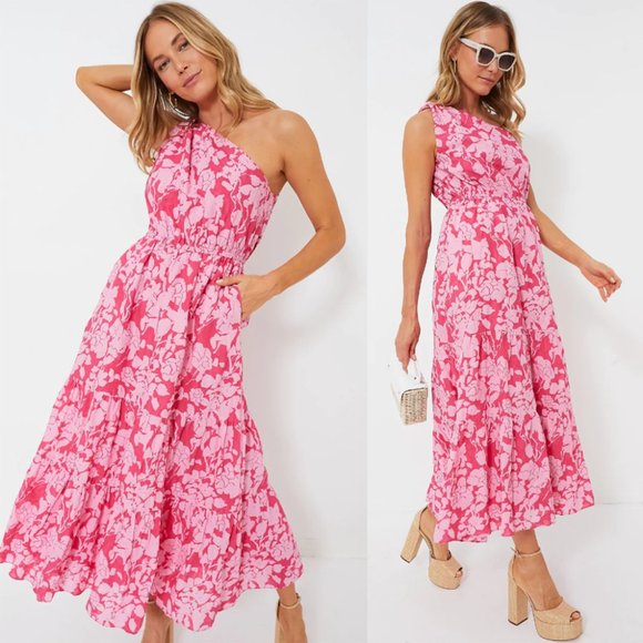 Tuckernuck Dresses & Skirts - Hyacinth House Pink Floral One Shoulder Sybil Maxi Dress Sundress Tuckernuck XS